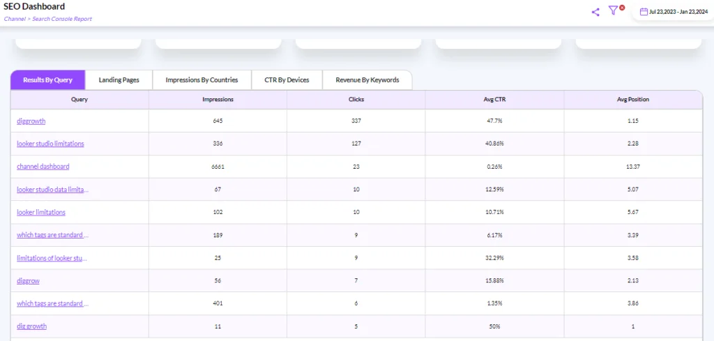 Diggrowth SEO Dashboard