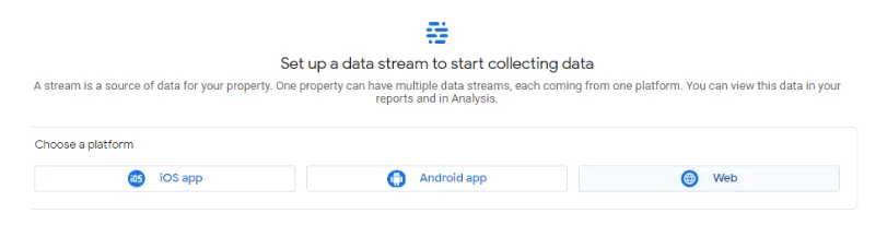 data stream set up GA4