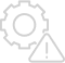 Gray gear icon with a warning triangle, symbolizing system issues or maintenance alerts.